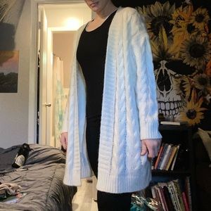 White knitted cardigan
